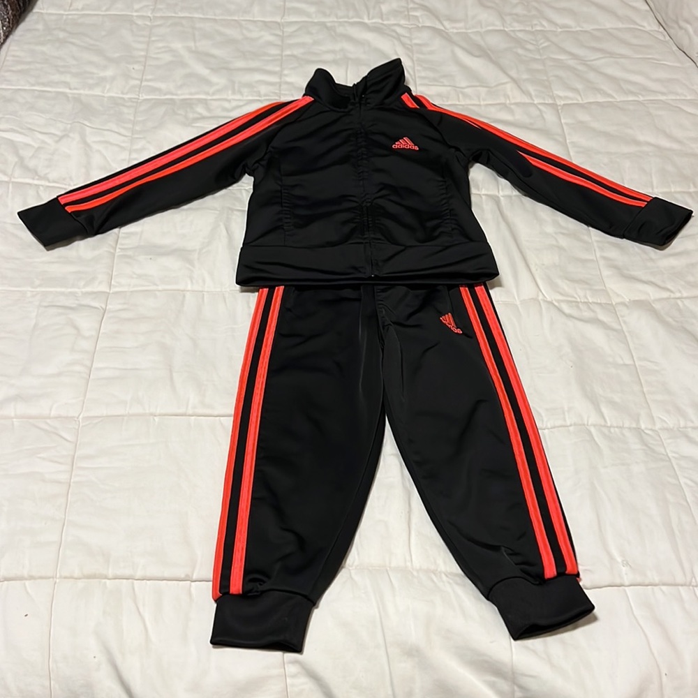 Black and Orange adidas Track Suit Size 3T